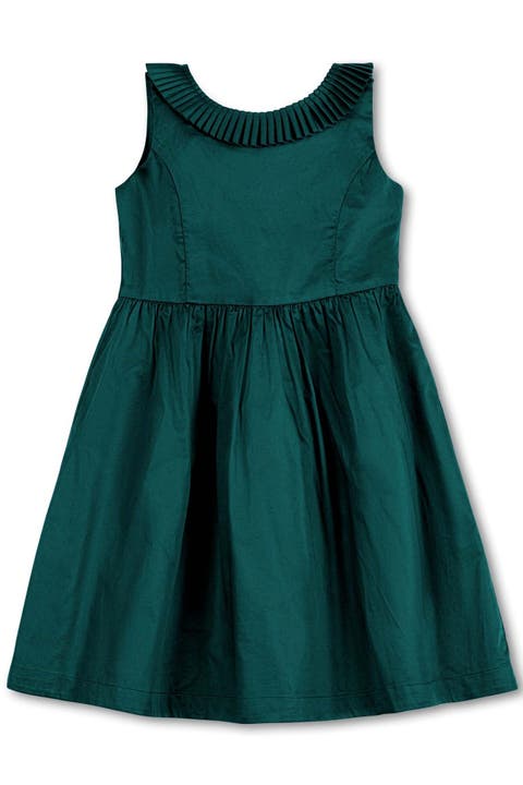 Kids' Organic Pleated Collar Party Dress