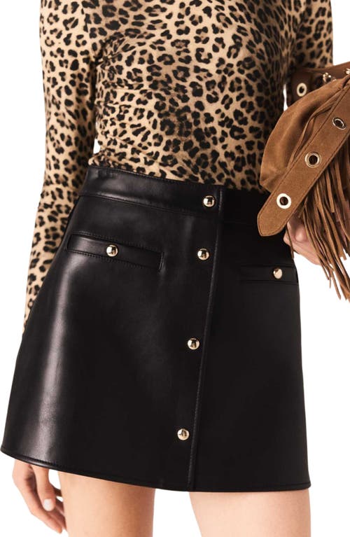 Maje Short Leather Skirt In Black