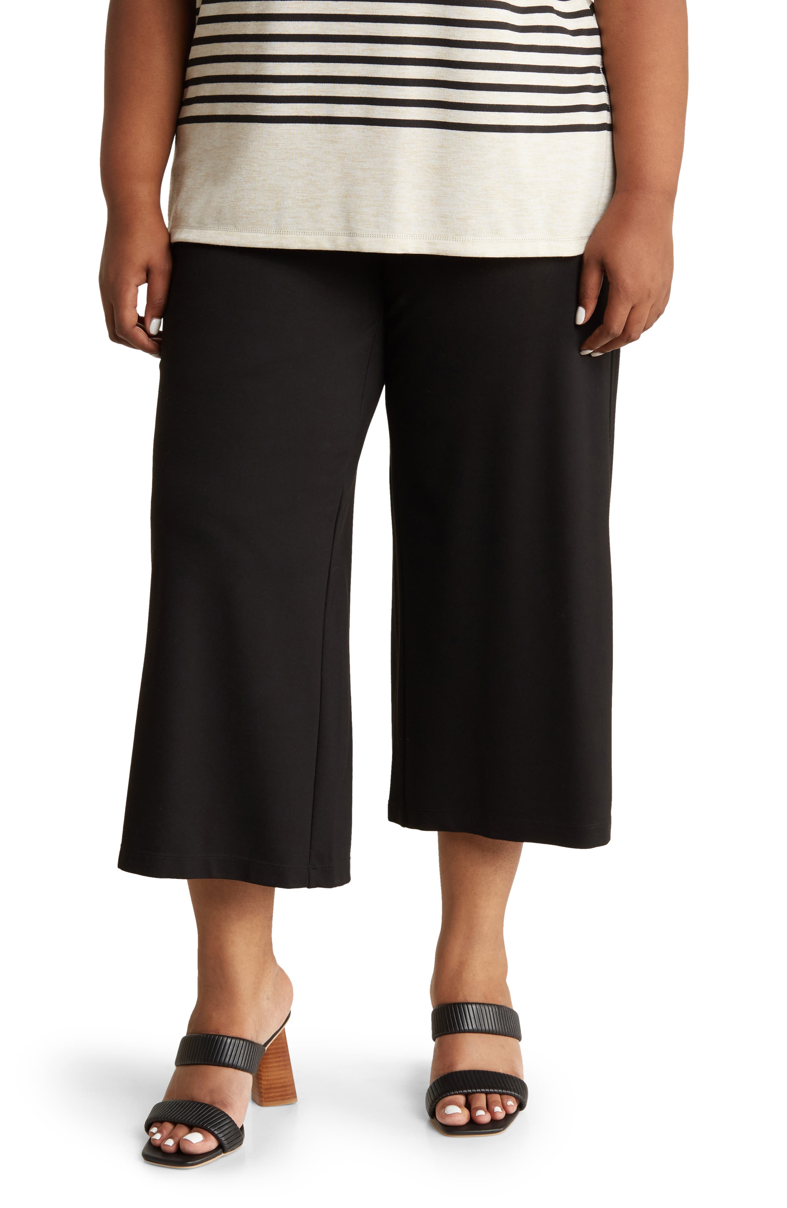 MAX STUDIO Ponte Knit Crop Wide Leg Pants