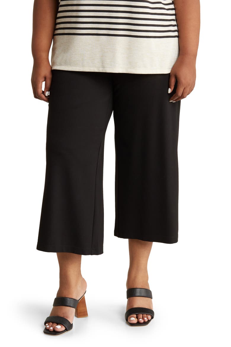 Ponte Knit Crop Wide Leg Pants, Main, color, BLACK
