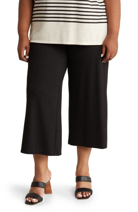 Ponte Knit Crop Wide Leg Pants (Plus)