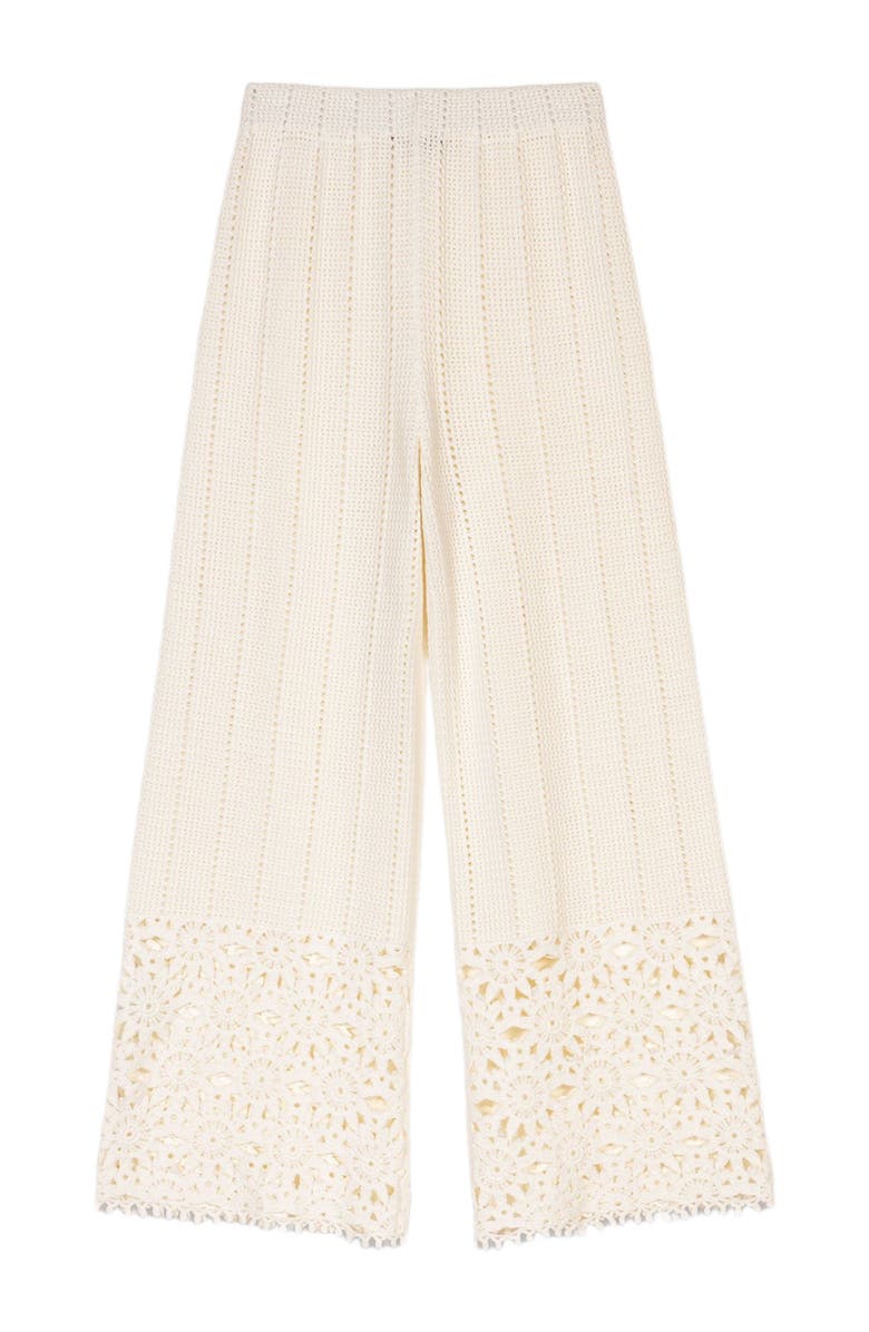 maje Crochet trousers, Alternate, color, White