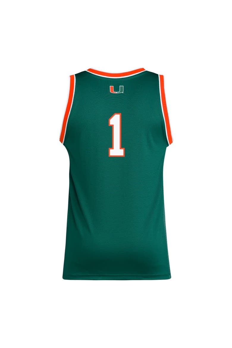 Men's adidas #1 Green Miami Hurricanes Replica Swingman Jersey, Alternate, color, Green