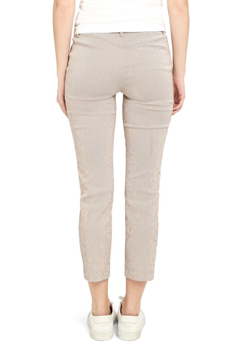 Treeca Seersucker Ankle Pants, Alternate, color, BEIGE/ WHITE