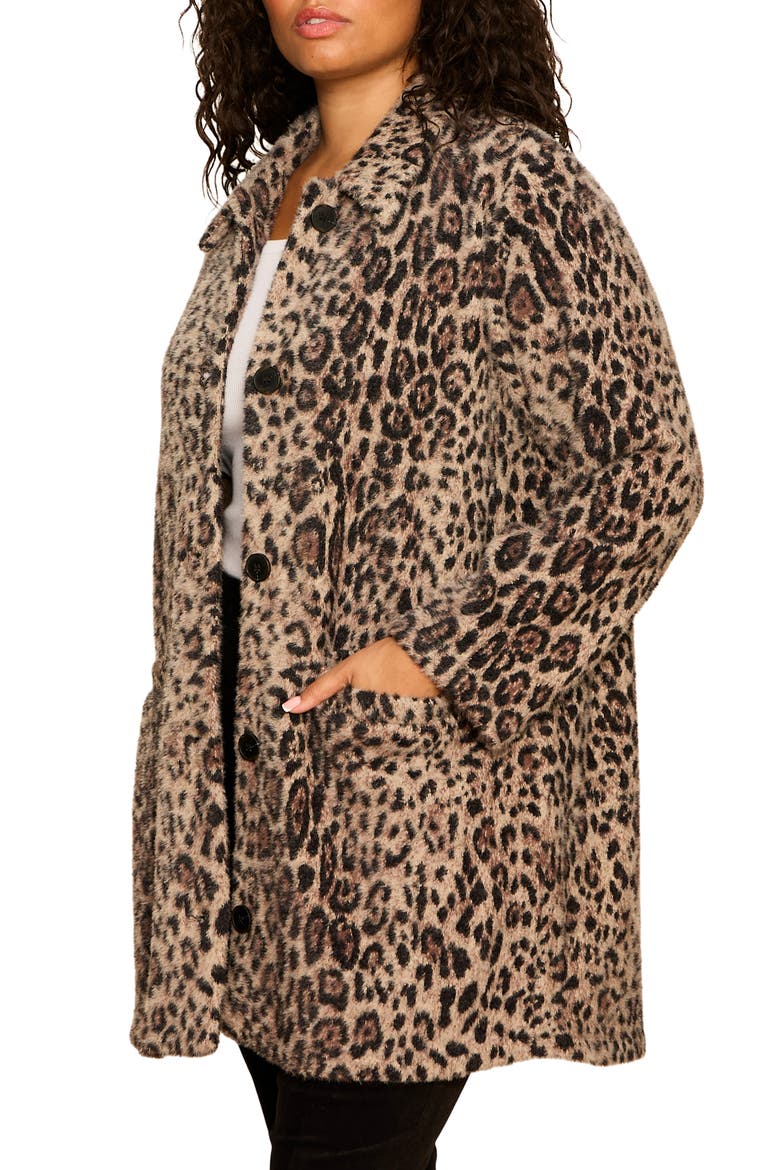 Upside Faux Fur Leopard Print Jacket, Alternate, color, COCOA KITTY BROWN