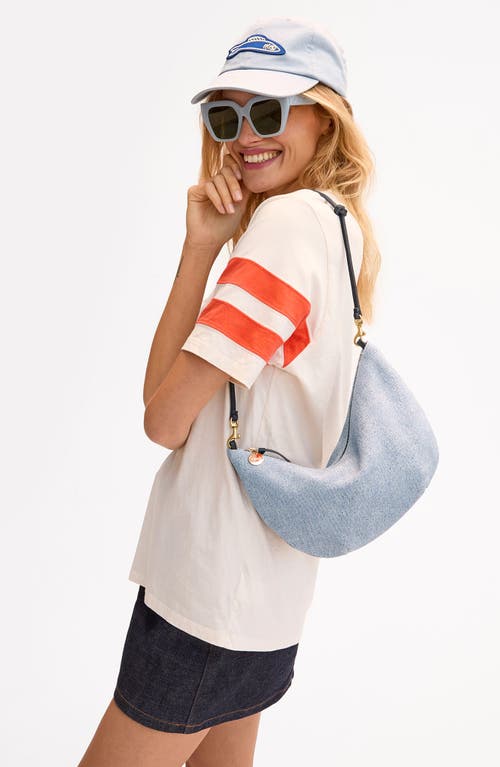 Clare V . Lune Denim Suede Shoulder Bag In Blue