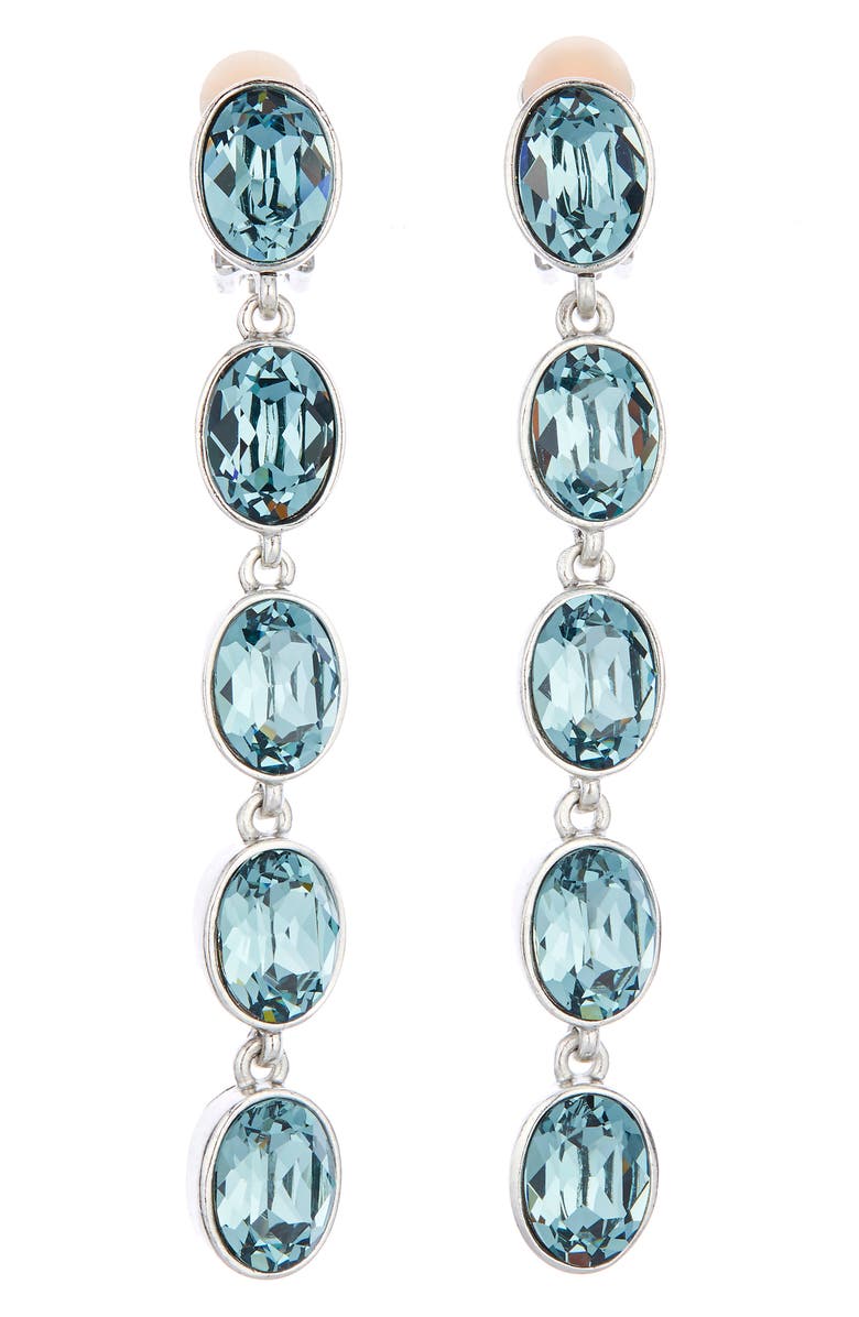 Oscar de la Renta Oval Crystal Linear Clip Earrings, Main, color, 