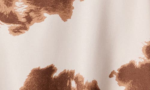 Renee C Satin Cow Print Midi Skirt In Brown