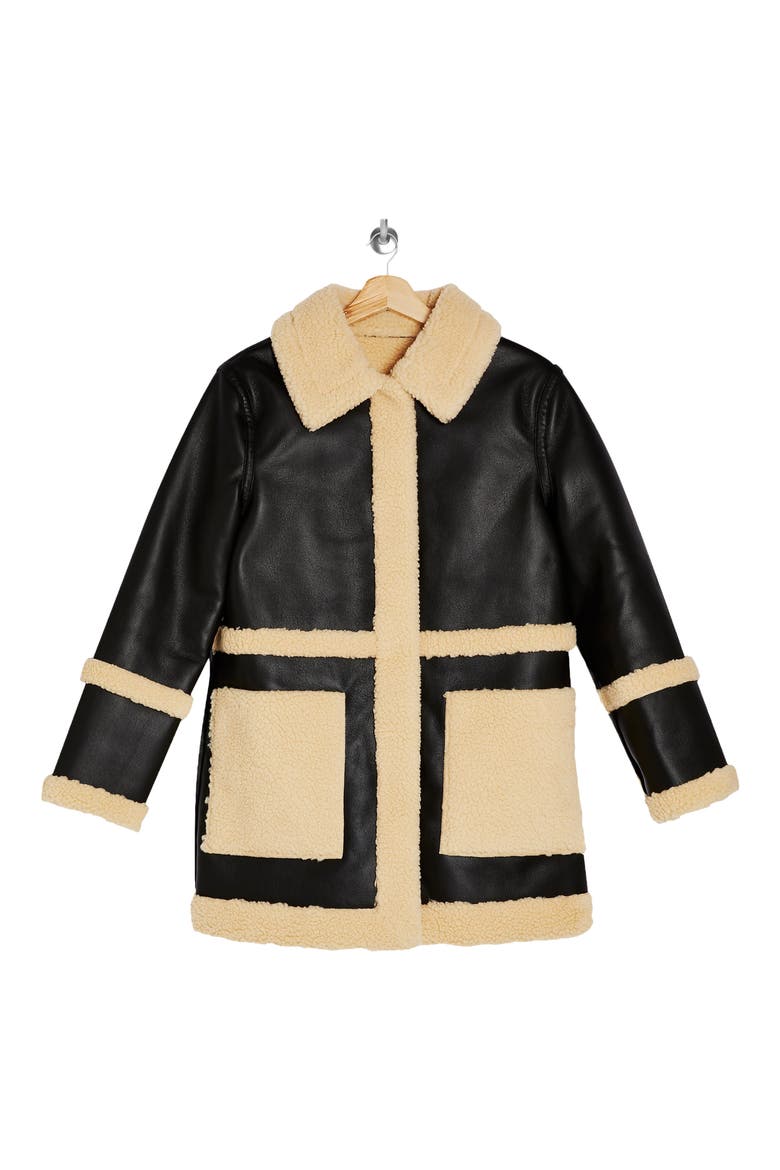 Raven Reversible Faux Shearling Coat, Alternate, color, BLACK
