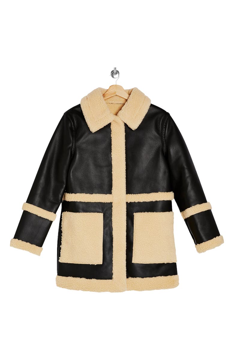 Topshop Raven Reversible Faux Shearling Coat, Alternate, color,