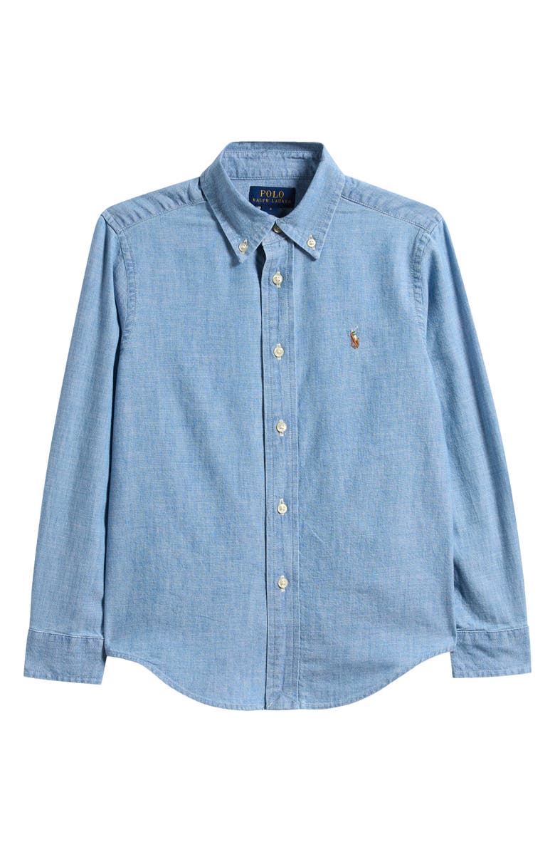 Polo Ralph Lauren Kids' Chambray Button-Down Shirt, Main, color, Blue
