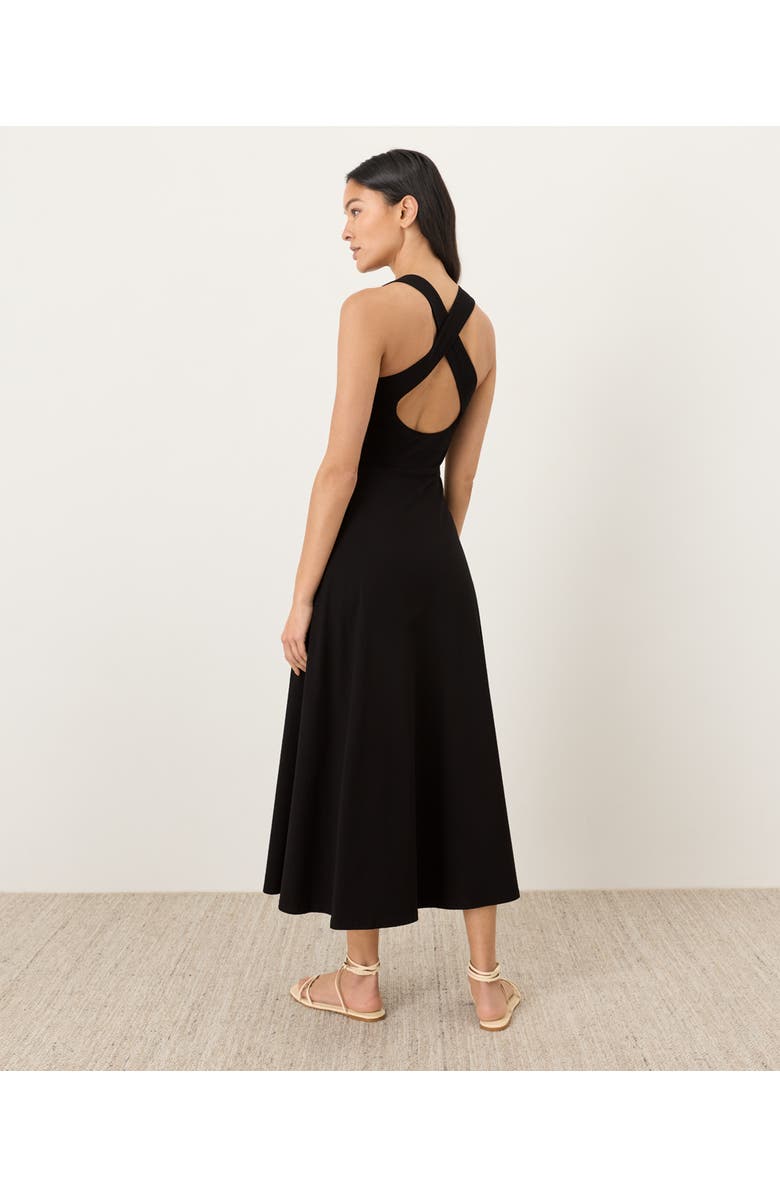 Pact Fit & Flare Open Back Maxi Dress Made With Organic Cotton, Alternate, color, Black