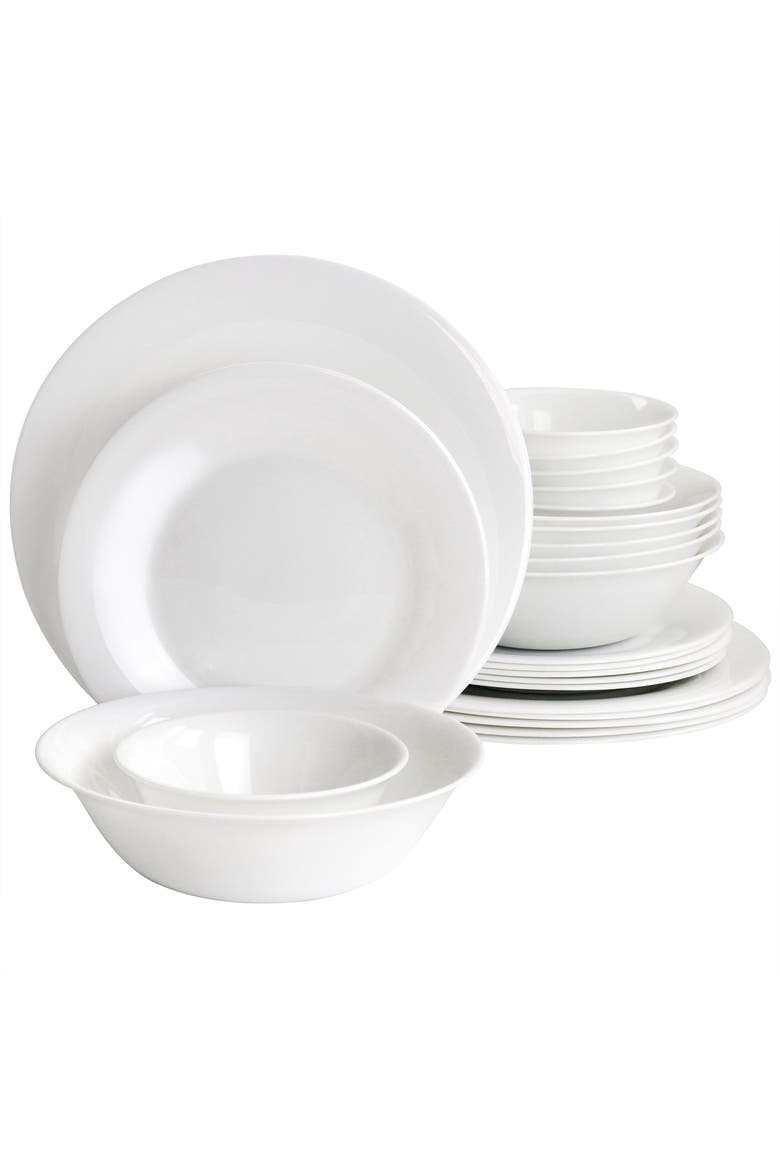 36 Piece Tempered Opal Glass Combo Dinnerware Set, Alternate, color, White
