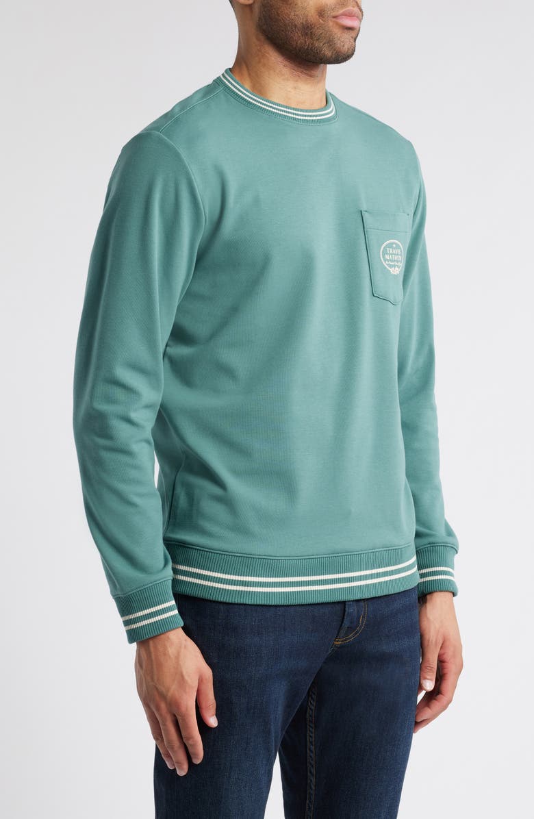 TravisMathew VIP Ticket Pullover Sweatshirt, Alternate, color, Silver Pine