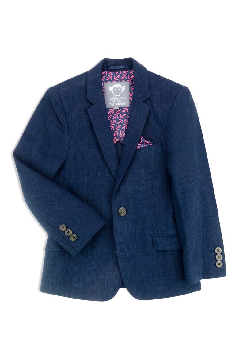 Kids' Linen & Cotton Blend Sport Coat, Main, color, DARK NAVY