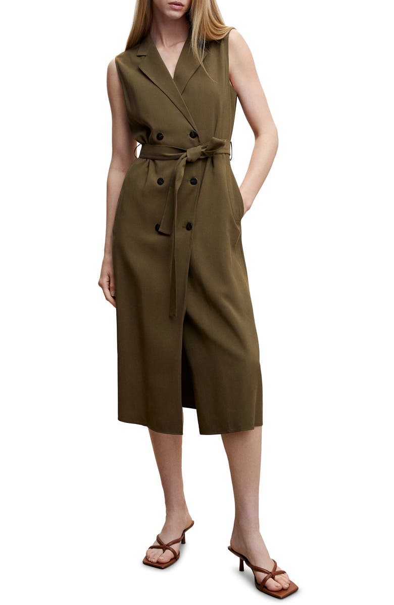 MANGO Double Breasted Sleeveless Dress, Main, color, 