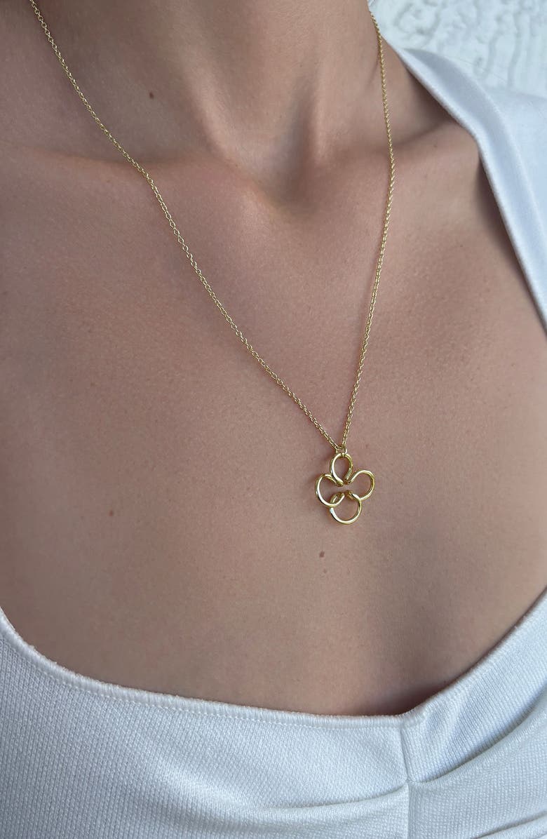 Adornia Wire Clover Pendant Necklace, Alternate, color, Gold