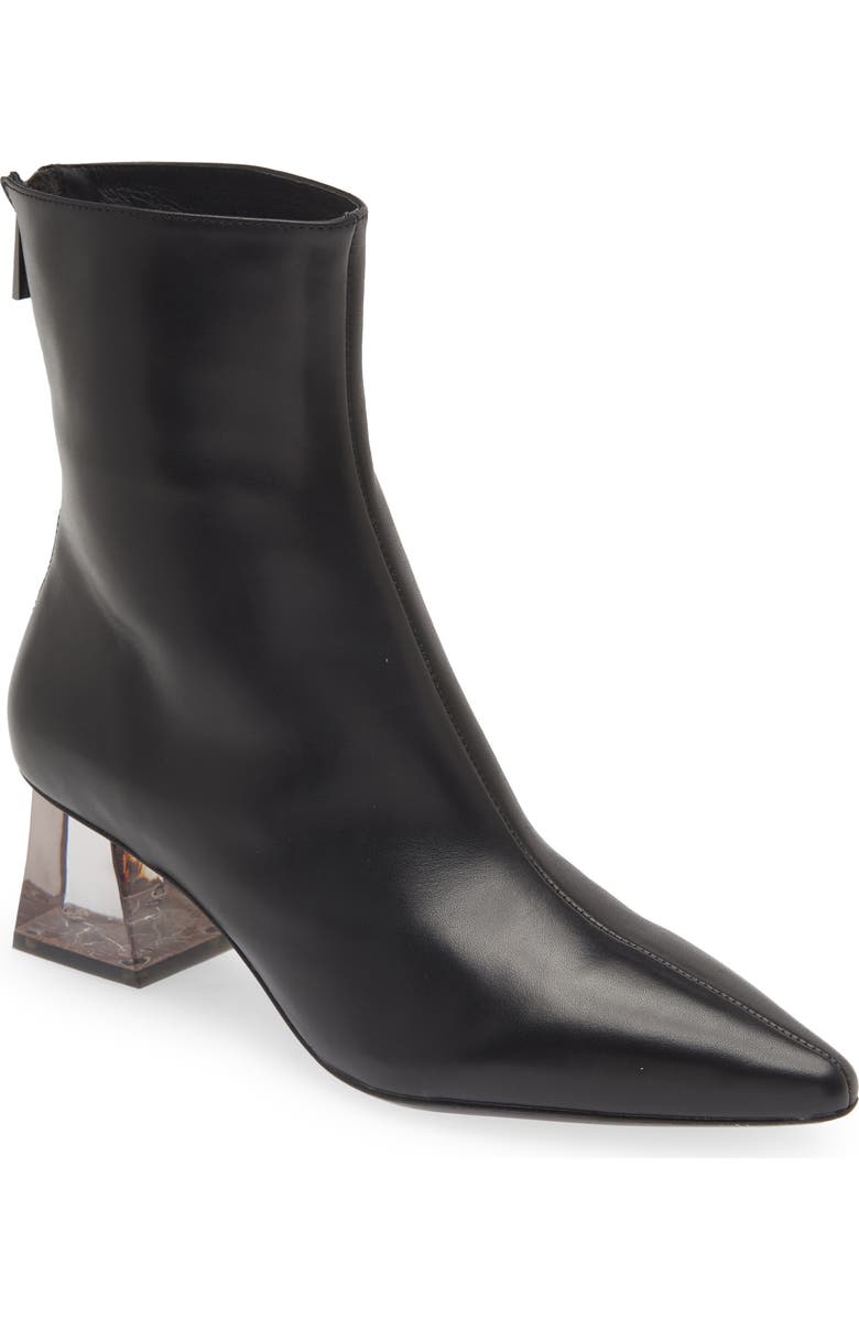 KOKO + PALENKI Fortunate Translucent Heel Zip Bootie, Main, color, Black Leather