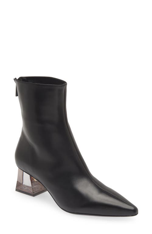 KOKO + PALENKI Fortunate Translucent Heel Zip Bootie in Black Leather