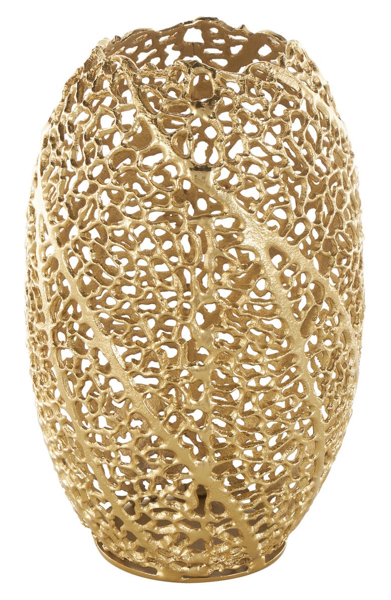 VIVIAN LUNE HOME Golden Metal Vase, Main, color, 