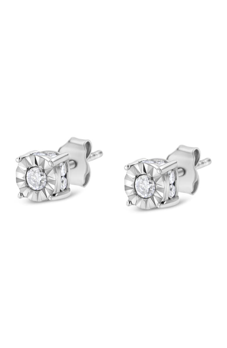 Haus of Brilliance Silver 1/2 Ct Miracle Diamond Stud Earring, Alternate, color, White