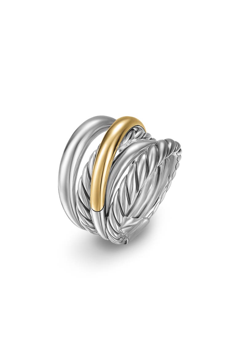 Crossover 14k Gold & Sterling Silver Five Row Ring, Alternate, color, SS 14KYG