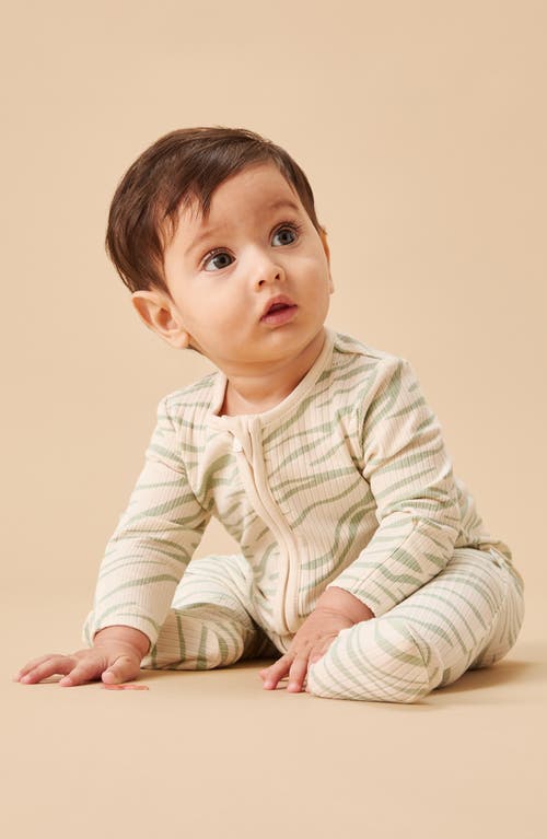 Mori Rib Fitted One-piece Footed Pajamas In Zebra