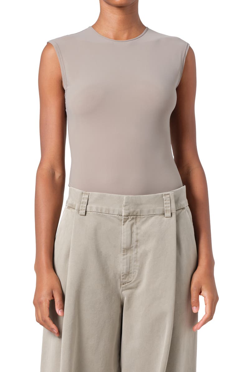 AGOLDE Aura Cap Sleeve Bodysuit, Main, color, Aluminum