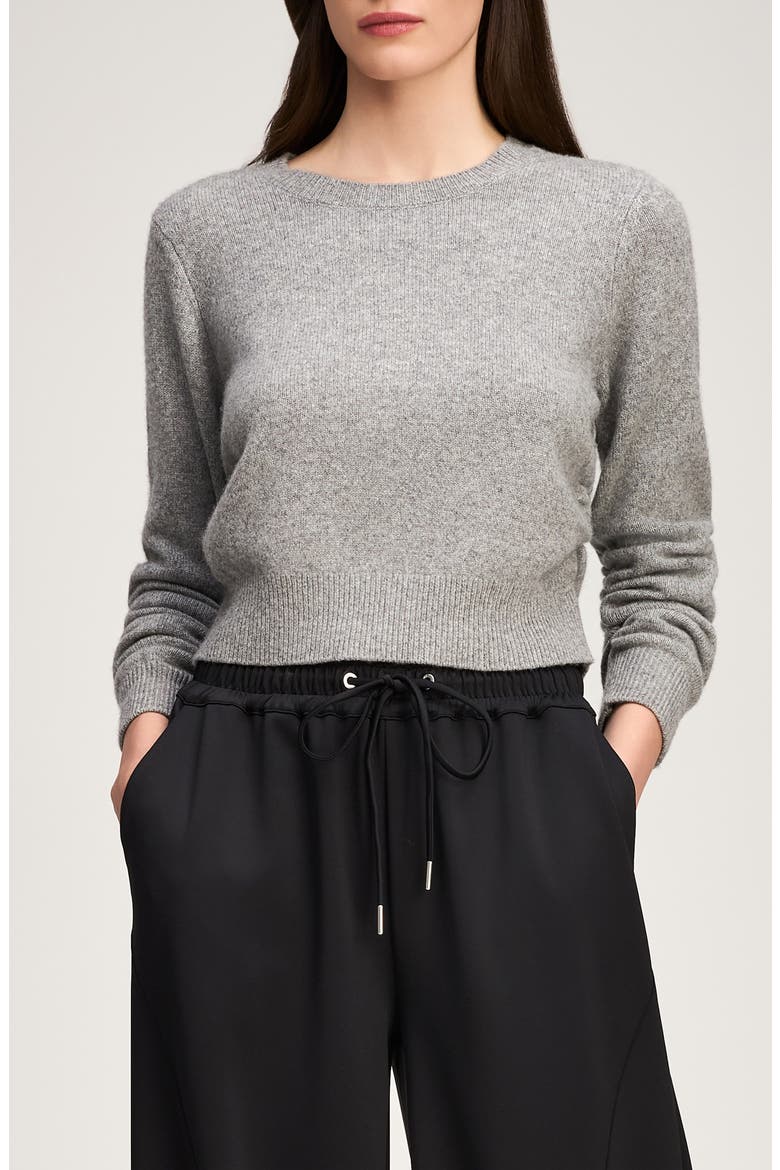 Birdie Crop Cashmere Pullover Sweater, Main, color, HEATHER GREY
