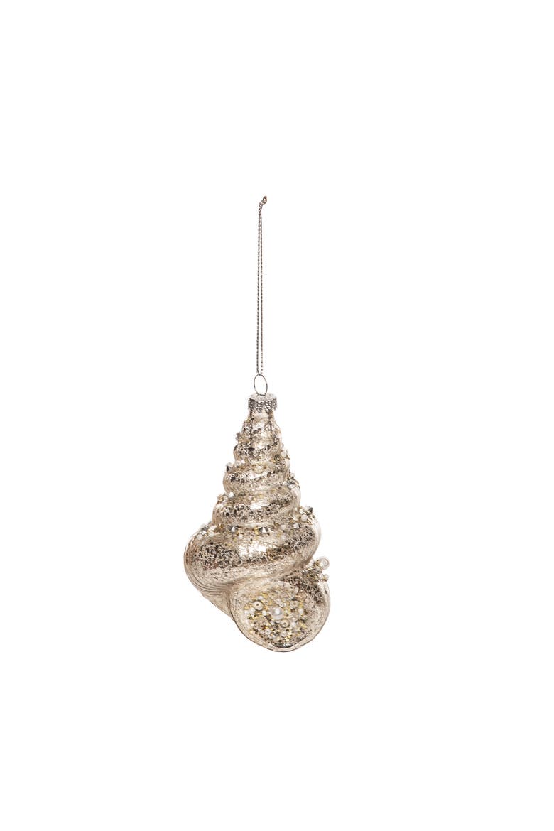 Glass Gold Augur Shell Christmas Tree Ornament, Main, color, Gold