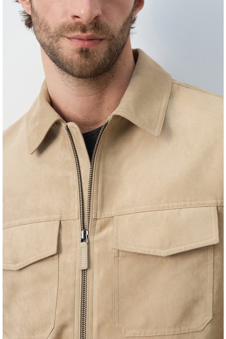 Faux Suede Jacket, Alternate, color, BEIGE