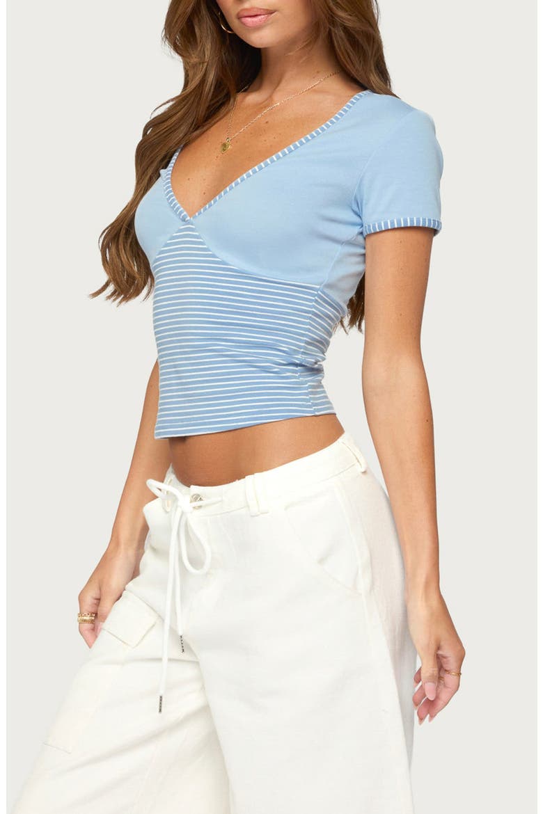 Yanel Striped V-Neck T-Shirt, Alternate, color, LIGHT-BLUE