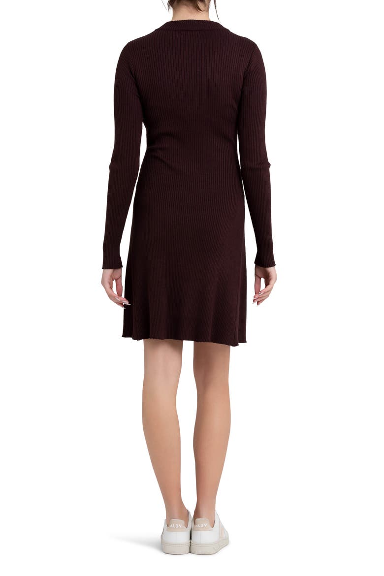 Hailey Rib Long Sleeve Maternity/Nursing Dress, Alternate, color, CHOCOLATE