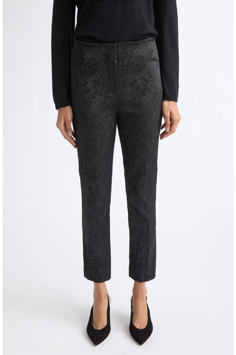 Stila Floral Jacquard Ankle Pants, Main, color, BLACK