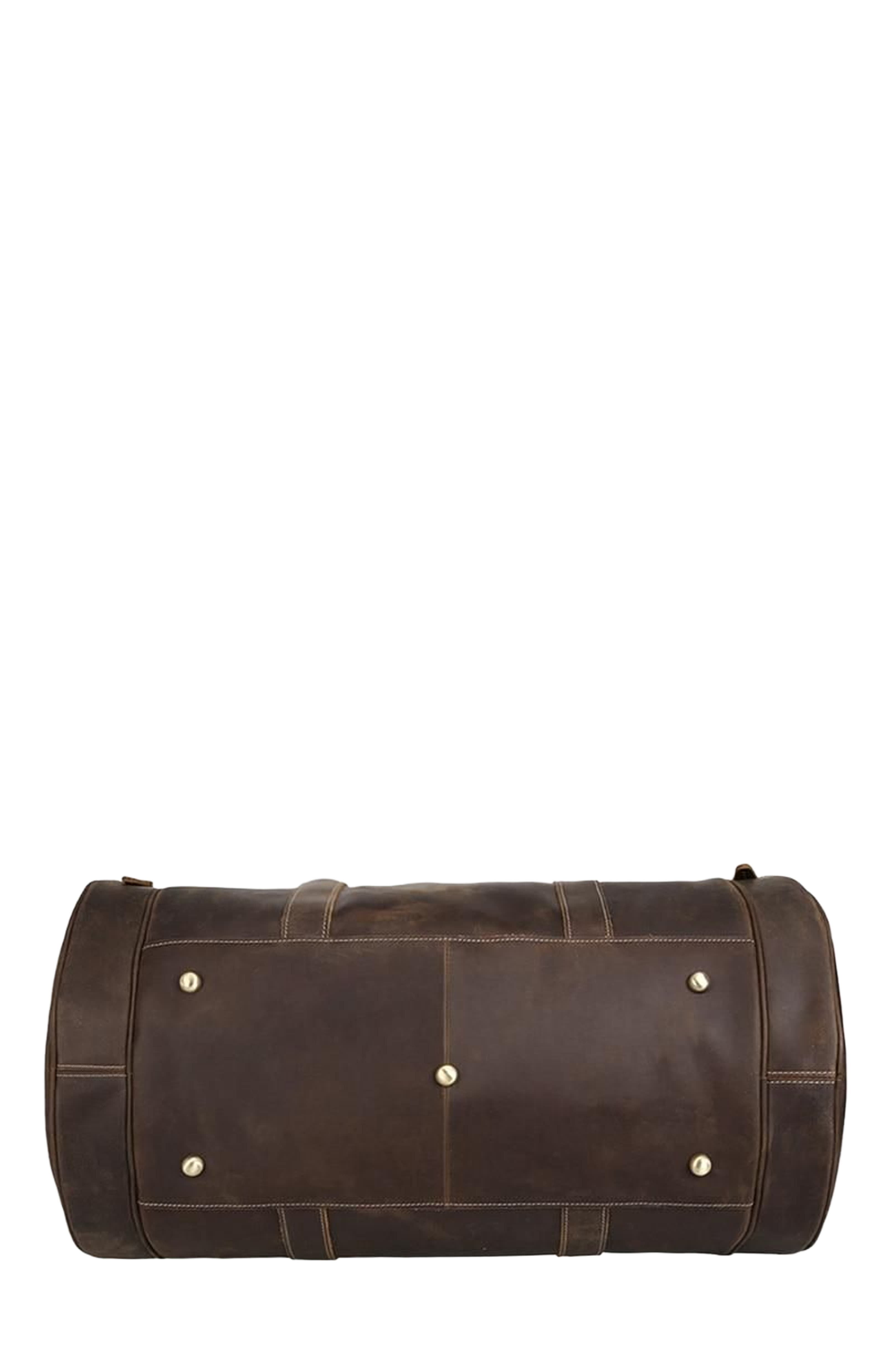 STEEL HORSE LEATHER The Wainwright Weekender | Round Vintage Leather Weekender, Alternate, color, Dark Brown