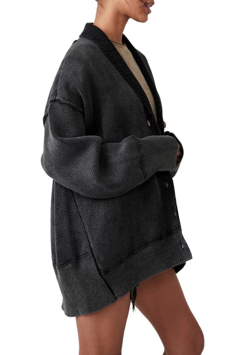 Chamomile Oversize Cardigan, Alternate, color, WASHED BLACK