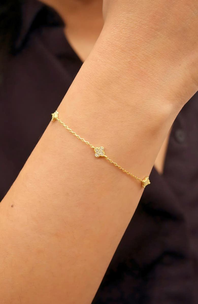 Argento Vivo Sterling Silver Clover Station Slider Bracelet, Alternate, color, Gold