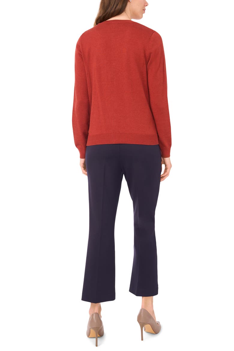 Crewneck Cardigan, Alternate, color, BURNT HENNA