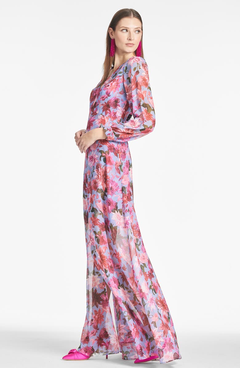 Sachin & Babi Penny Long Sleeve Chiffon A-Line Gown, Alternate, color, 