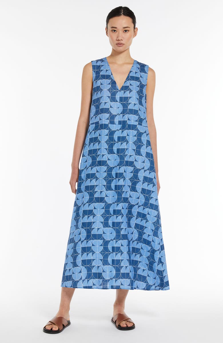 Max Mara Leisure Urlo Geo Print Sleeveless Linen Dress | Nordstrom