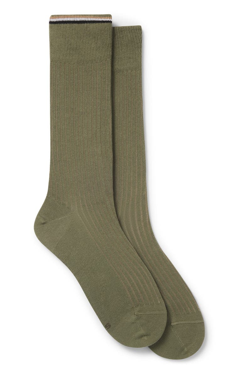BOSS 2-Pack Rib Crew Socks, Main, color, Green/ Green