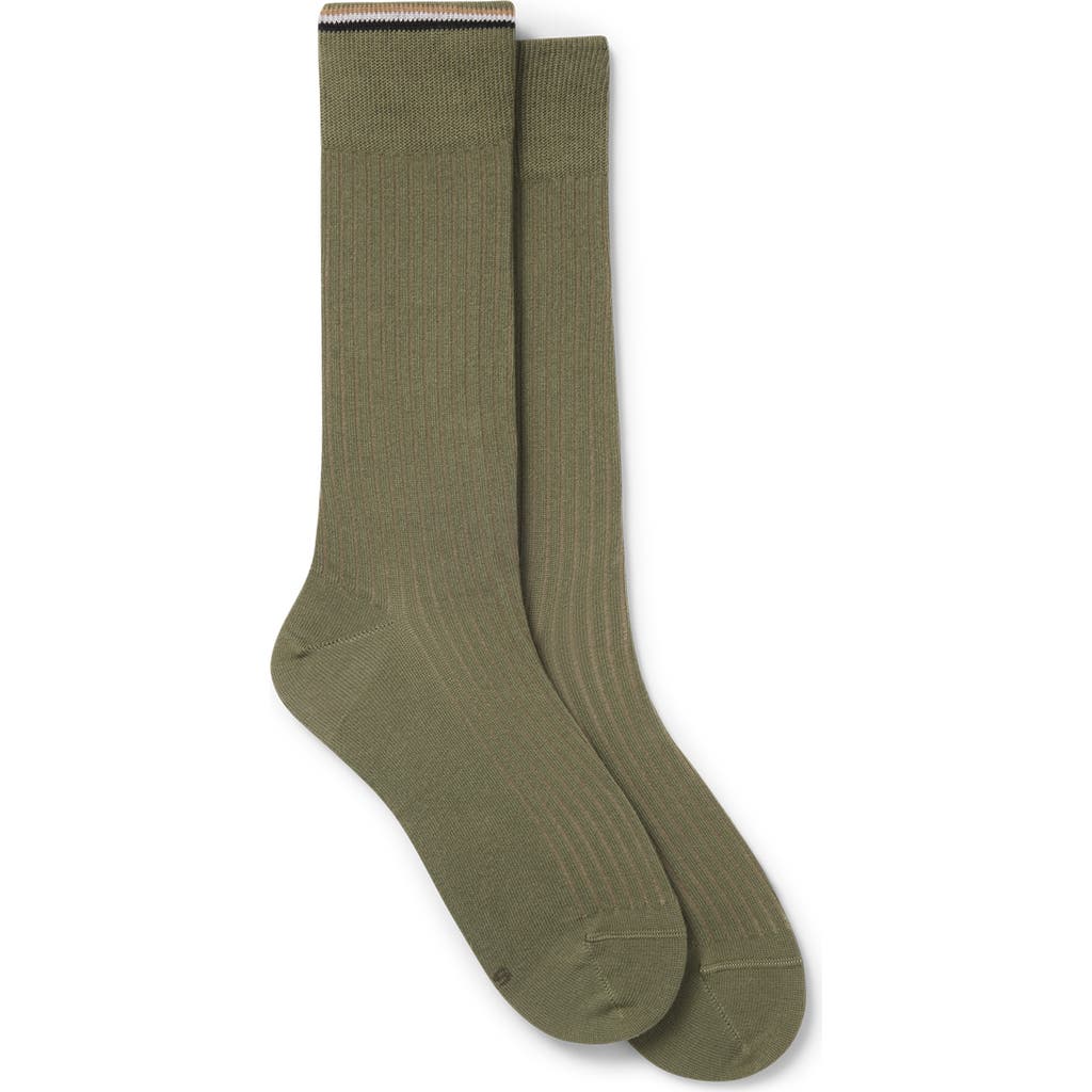 Hugo Boss Boss 2-pack Rib Crew Socks In Green