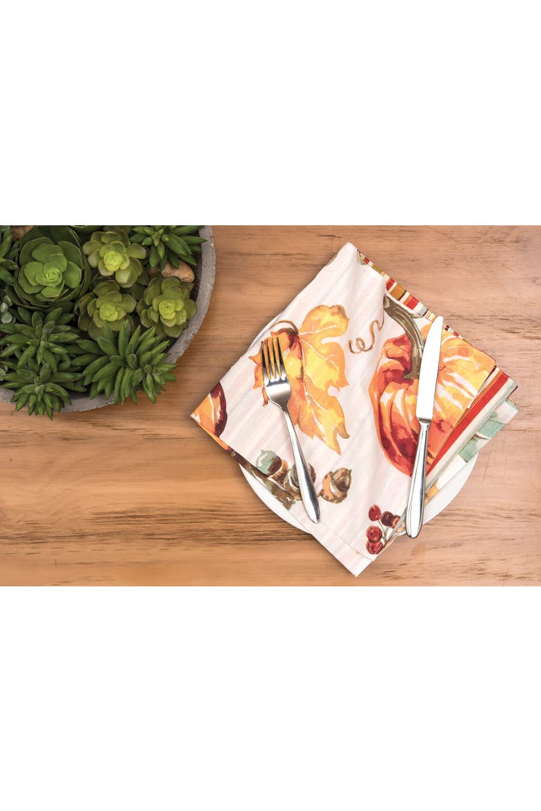 Watercolor Pumpkin 100% Cotton Set of 6 Cloth Napkins, Alternate, color, Orange