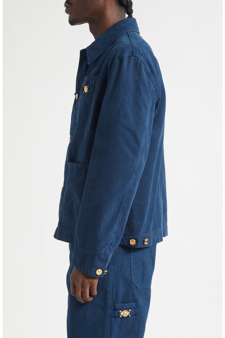 Overdyed Cotton Canvas Chore Jacket, Alternate, color, PETROL BLUE