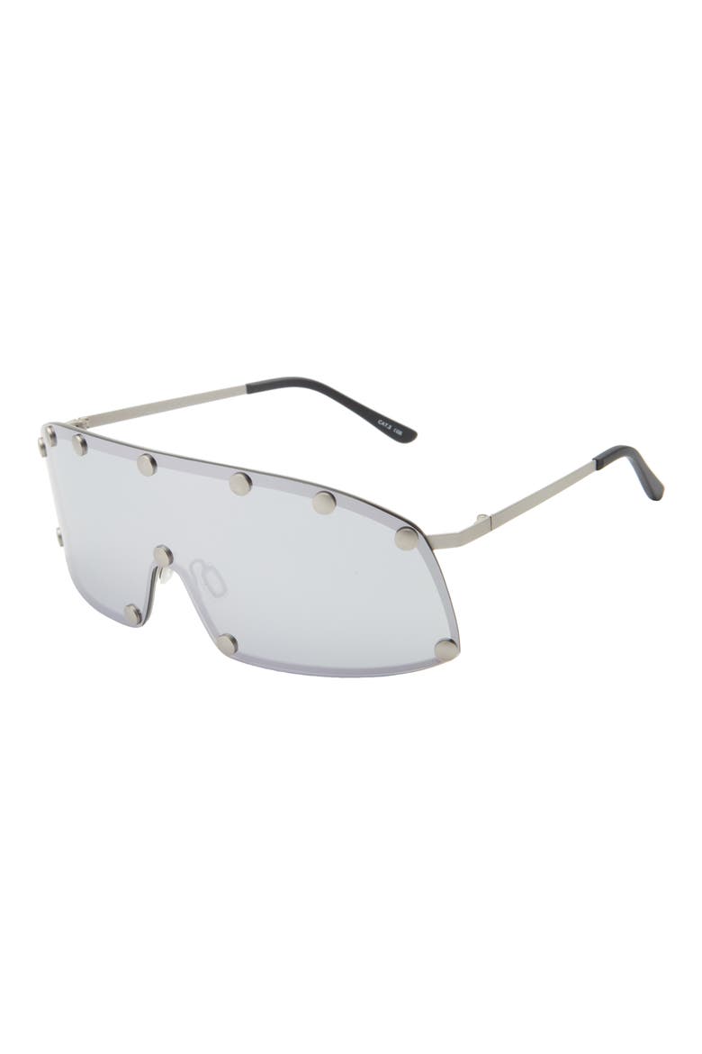 Shield Sunglasses, Alternate, color, SILVER TEMPLE/SILVER LENS
