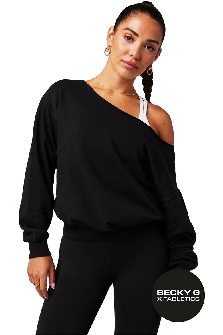 Women's Year Round Terry Off Shoulder Sweatshirt, Main, color, Black