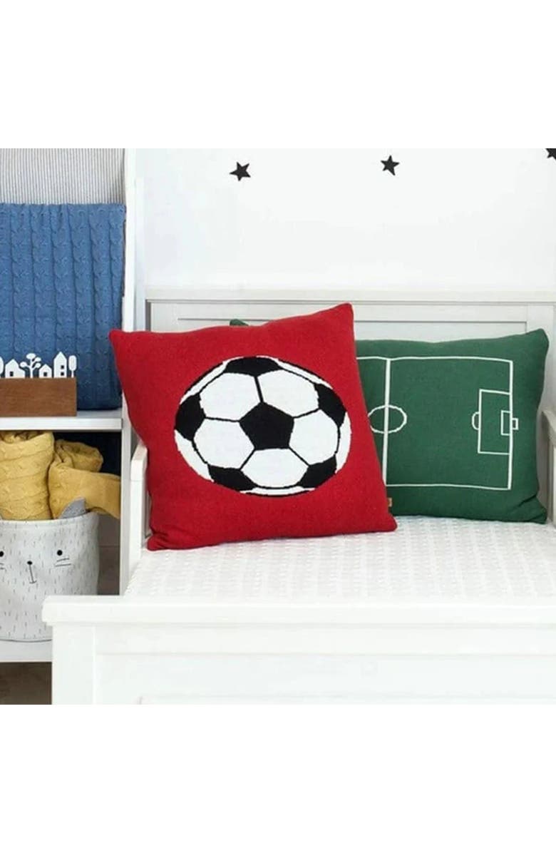 RIAN TRICOT Soccer Ball Pillow, Alternate, color, Cherry Red