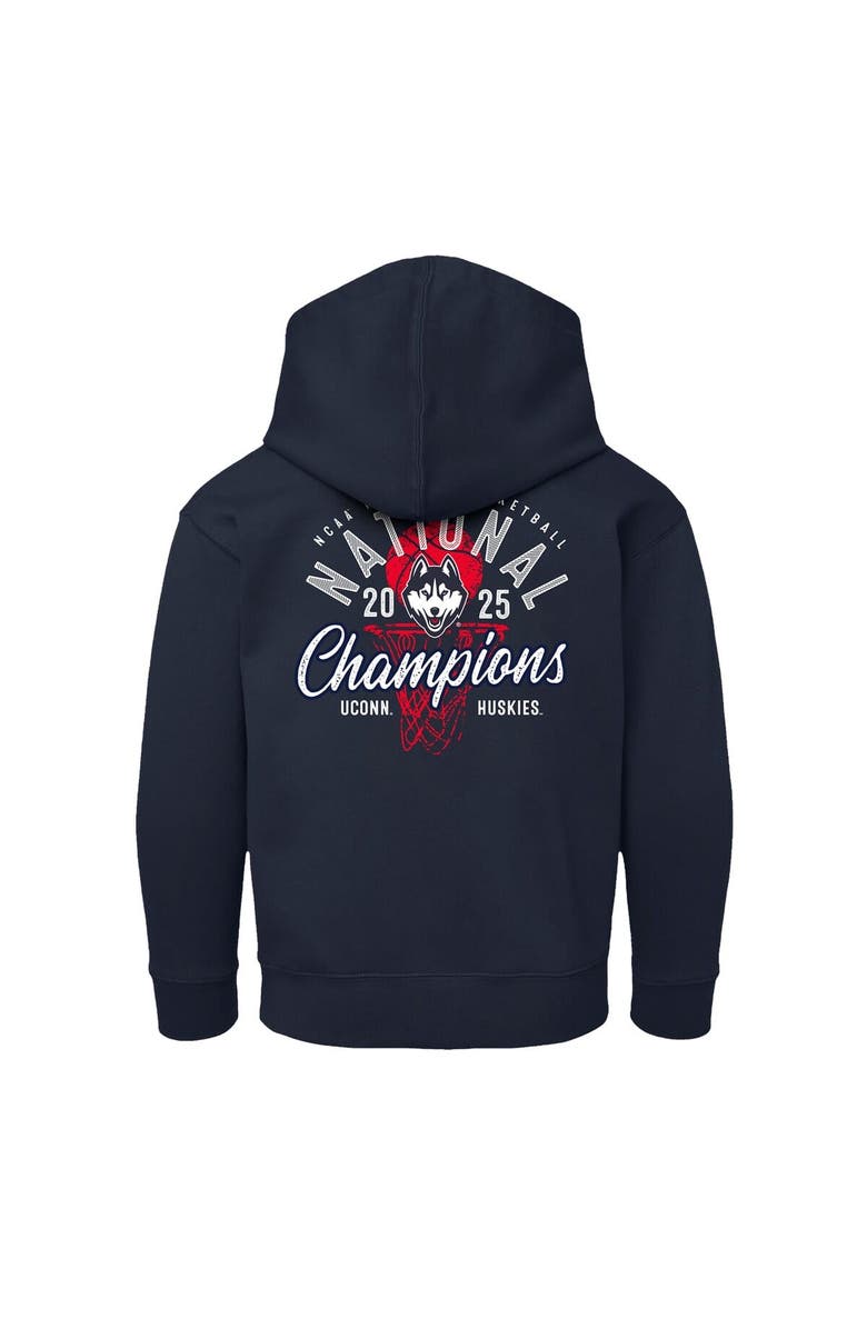 IMAGE ONE Youth Navy UConn Huskies 2025 NCAA Women's Basketball National Champions Fleece Pullover Hoodie, Alternate, color, 