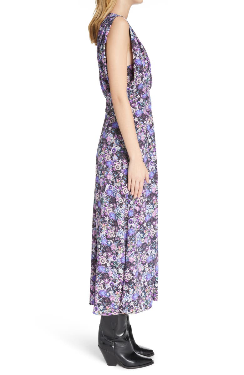 Isabel Marant Samantha Floral Sleeveless Stretch Silk Dress, Alternate, color, 