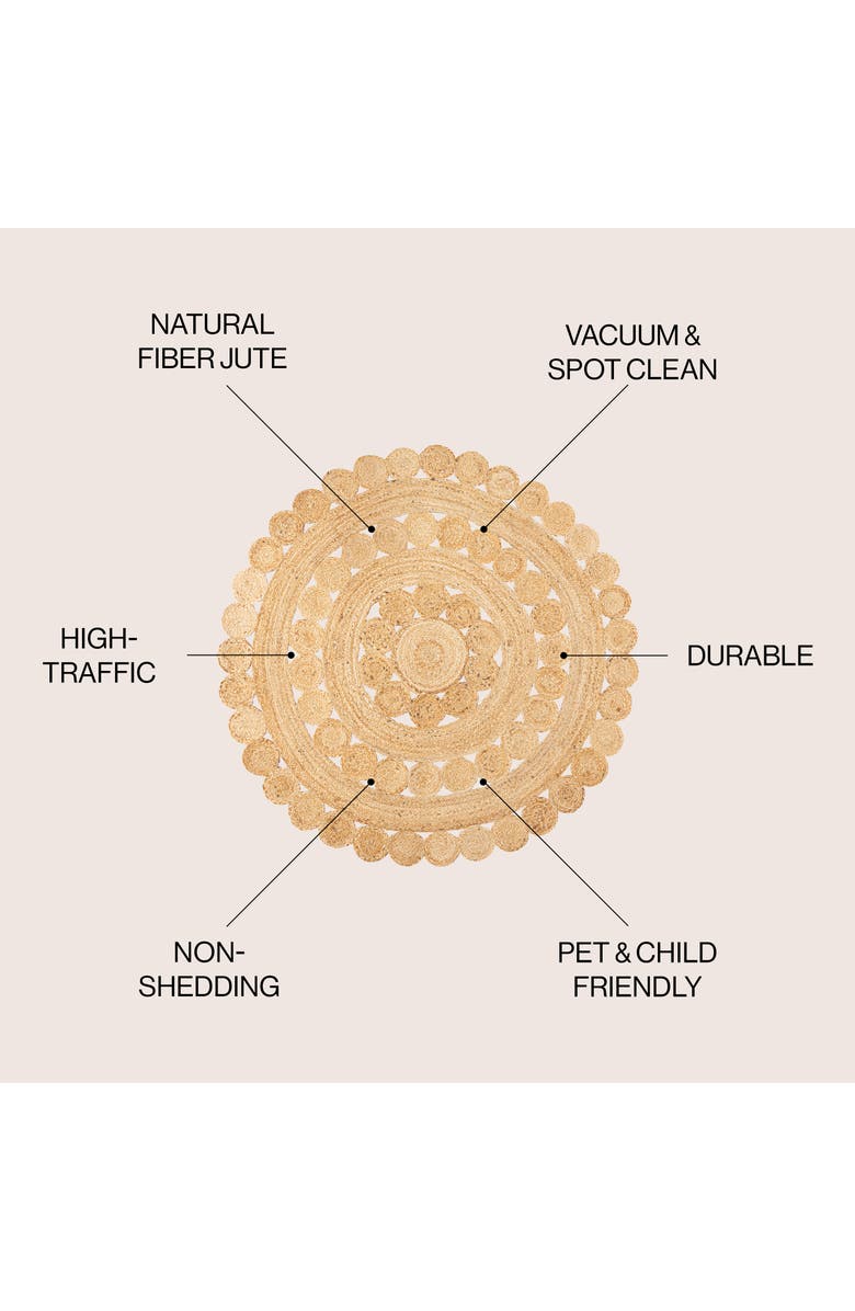 JONATHAN Y Daisy Hippy Jute Medallion Circle Round Area Rug, Alternate, color, Natural